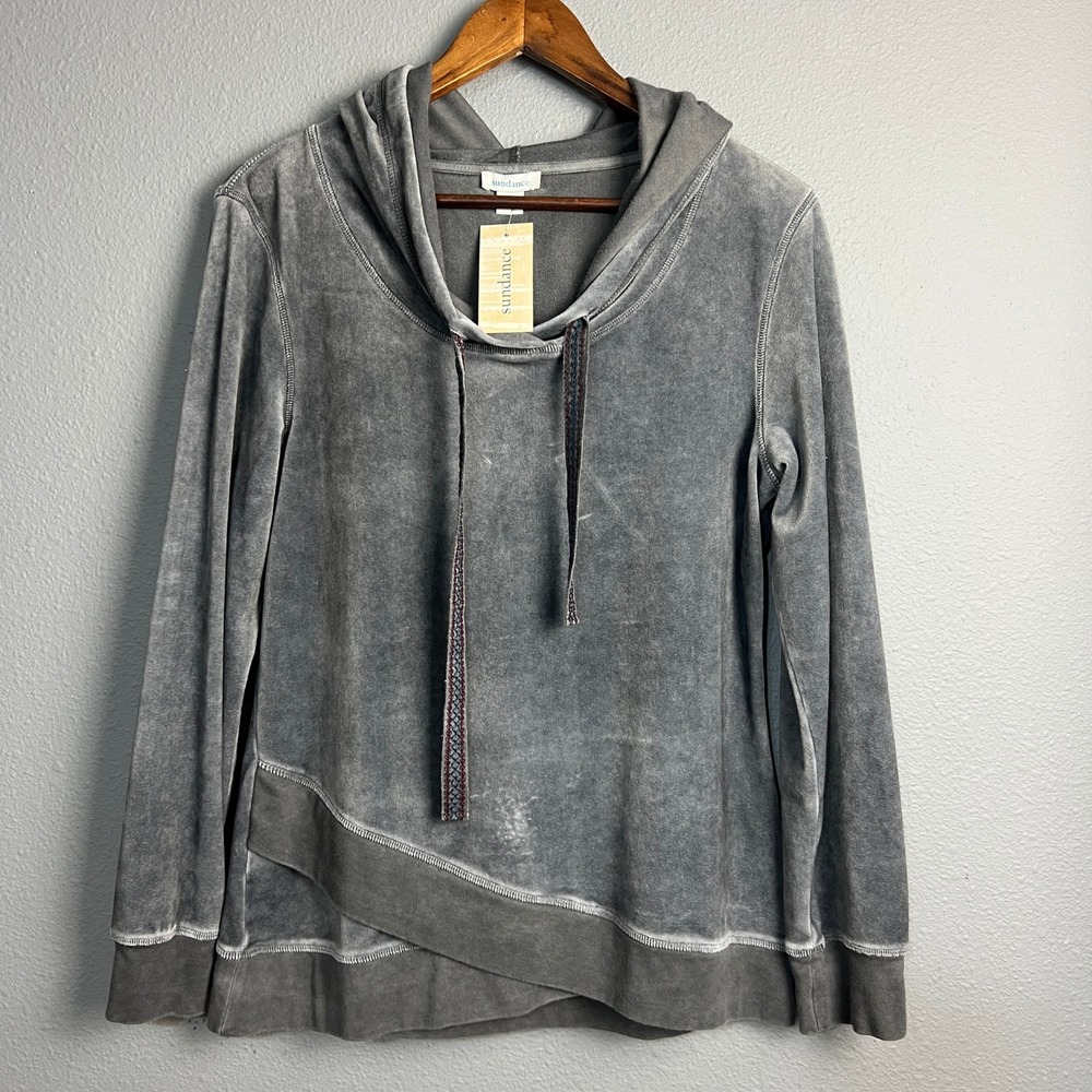Sundance Aurora Hoodie XS Gray Pullover Cowl Neck Grunge Long Sleeve Top NWT
